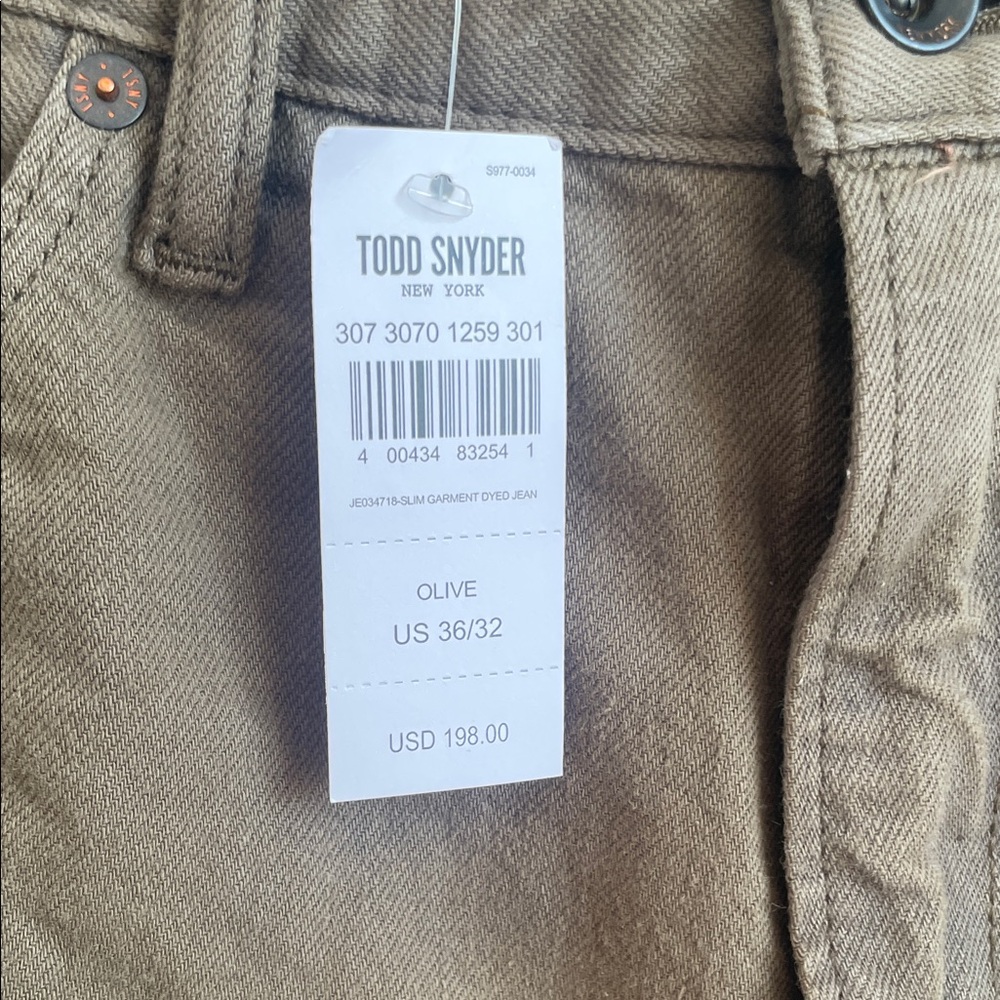 NEW Men’s Todd Snyder Slim Garment-Dyed Jean in Olive - Picture 8 of 16